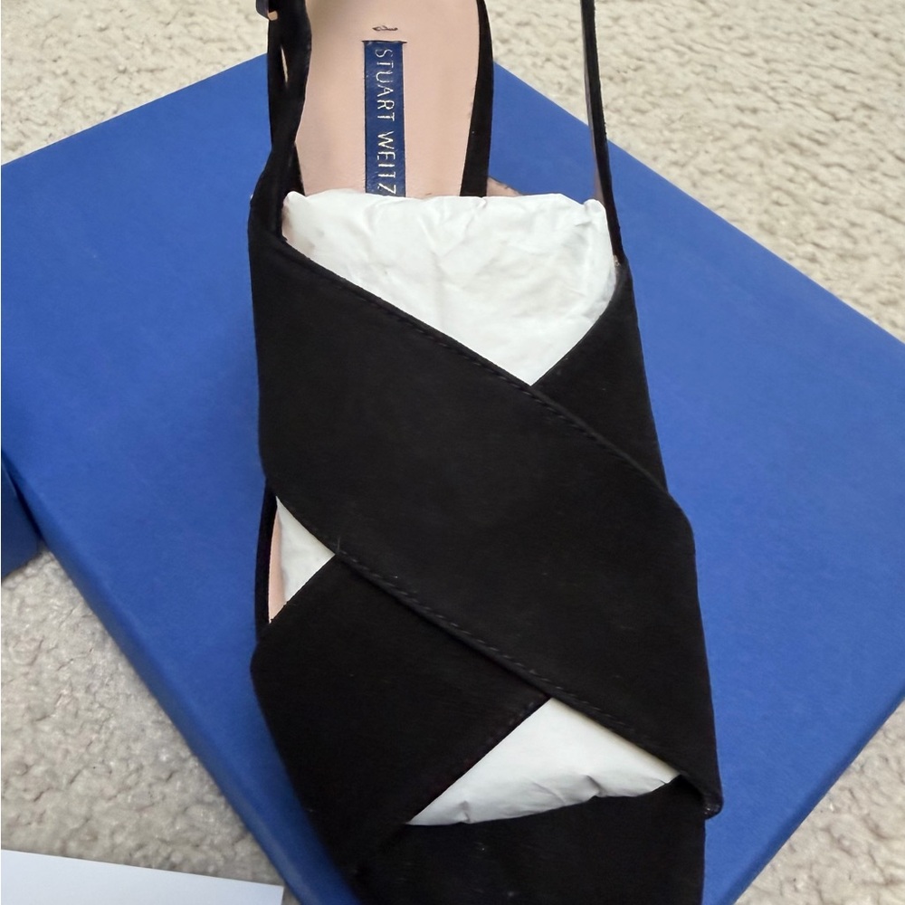 Stuart Weitzman Black Suede Platform Sandals - Picture 2 of 7